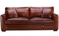 Houston Leather Sofa with Down-Blend Cushions by Savvy