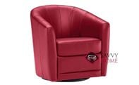 Mazaro Leather Swivel Chair by Natuzzi Editions in Denver Red (B596-066)