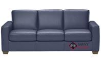 Rubicon Queen Leather Sofa Bed by Natuzzi Editions with Greenplus Foam Mattress in Le Mans Navy Blue (B534-266)