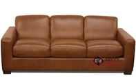 Rubicon Queen Leather Sofa Bed by Natuzzi Editions with Greenplus Foam Mattress in Oregon Brandy (B534-266)