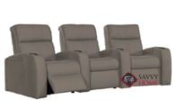 Flicks 3-Seat Top-Grain Leather Power Reclining Home Theater Seating (Curved) with Consoles by Palliser