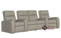 Flicks 4-Seat Top-Grain Leather Power Reclining Home Theater Seating (Curved) with Loveseat and Console by Palliser