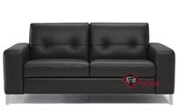 Po Full Leather Sofa Bed by Natuzzi Editions with Greenplus Foam Mattress in Denver Black (B883-264)