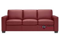 Rubicon Queen Leather Sofa Bed by Natuzzi Editions with Greenplus Foam Mattress in Le Mans Bordeaux (B534-266)