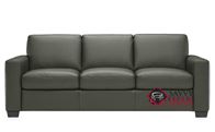 Rubicon Queen Leather Sofa Bed by Natuzzi Editions with Greenplus Foam Mattress in Bari Steel Grey (B534-266)