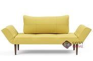 Zeal Twin Size Daybed Styletto Sleeper Sofa with Dark Wood Legs by Innovation Living in 554 - Soft Mustard Flower
