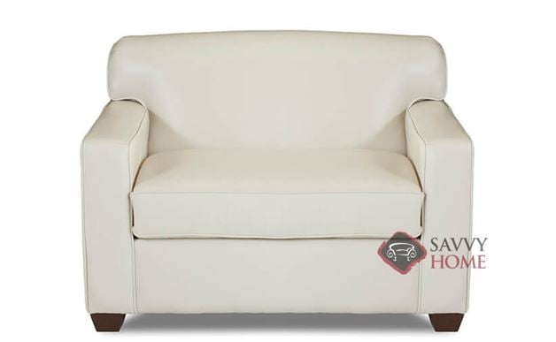 Geneva Chair Leather Sleeper Sofa by Savvy in Durango Oatmeal