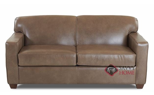 Geneva Full Leather Sleeper Sofa by Savvy in Abilene Smoke