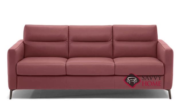 Caffaro (C008-266) Queen Leather Sleeper Sofa by Natuzzi Editions in Le Mans Bordeaux