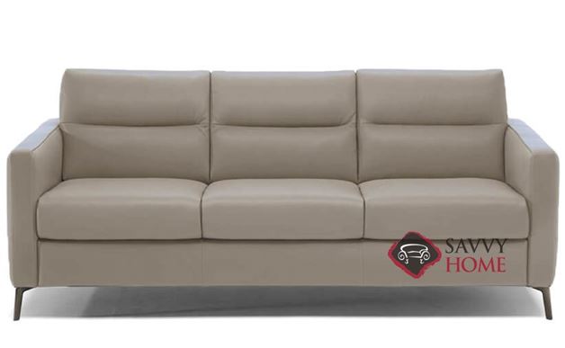 Caffaro (C008-266) Queen Leather Sleeper Sofa by Natuzzi Editions in Le Mans Greige 15C3
