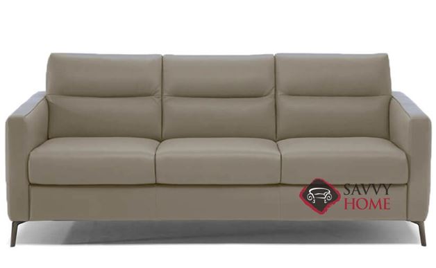Caffaro (C008-266) Queen Leather Sleeper Sofa by Natuzzi Editions in Le Mans Seashell 1575
