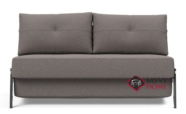 Cubed Full Sleeper Sofa with Chrome Legs in 521 Mixed Dance Grey