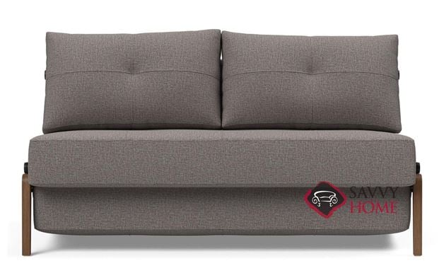 Cubed Full Sleeper Sofa with Dark Wood Legs in 521 Mixed Dance Grey