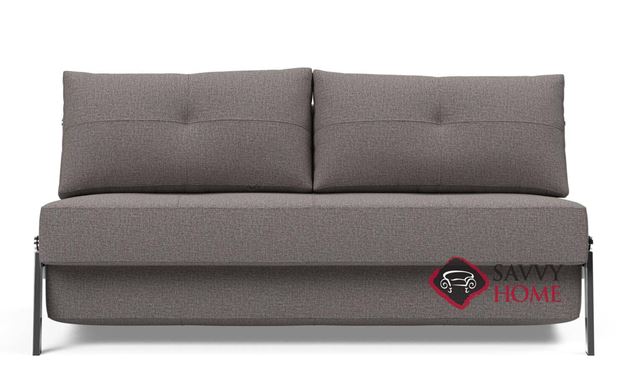 Cubed Queen Sleeper Sofa with Chrome Legs in 521 Mixed Dance Grey