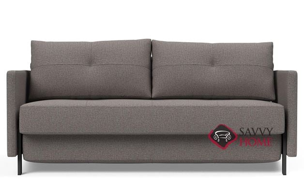 Cubed Queen Sleeper Sofa with Arms in 521 Mixed Dance Grey