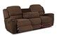 Lacey Dual Reclining Sofa with Table by Savvy Sideview Open in Voltage Chocolate