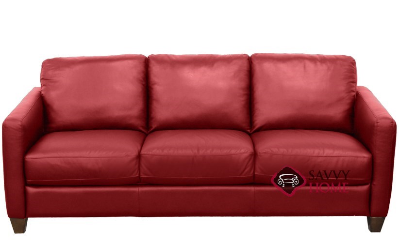 QuickShip Liri (B591) Leather Sleeper Sofas Queen in Belfast Red by