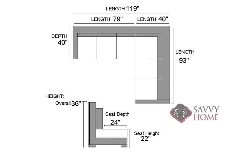 Gold Coast Leather Stationary True Sectional by Savvy is Fully