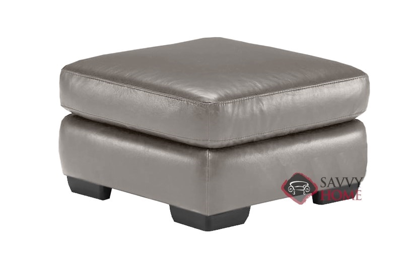 QuickShip Allaro (A121) Leather Stationary Ottoman in Denver Medium