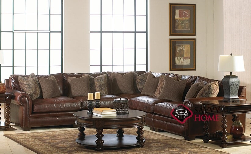 Grandview by Bernhardt Leather Stationary True Sectional by Bernhardt ...