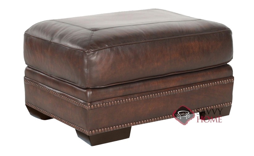QuickShip Grandview by Bernhardt Leather Stationary Ottoman in by