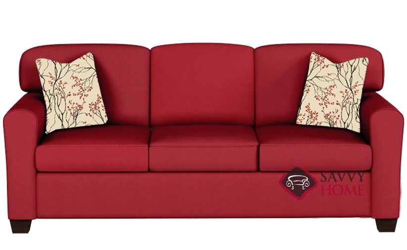 Quick Ship Zurich Fabric Sleeper Sofas Queen In Oakley Tomato By Zurich Queen Sleeper Sofa By Savvy In Oakley Tomato