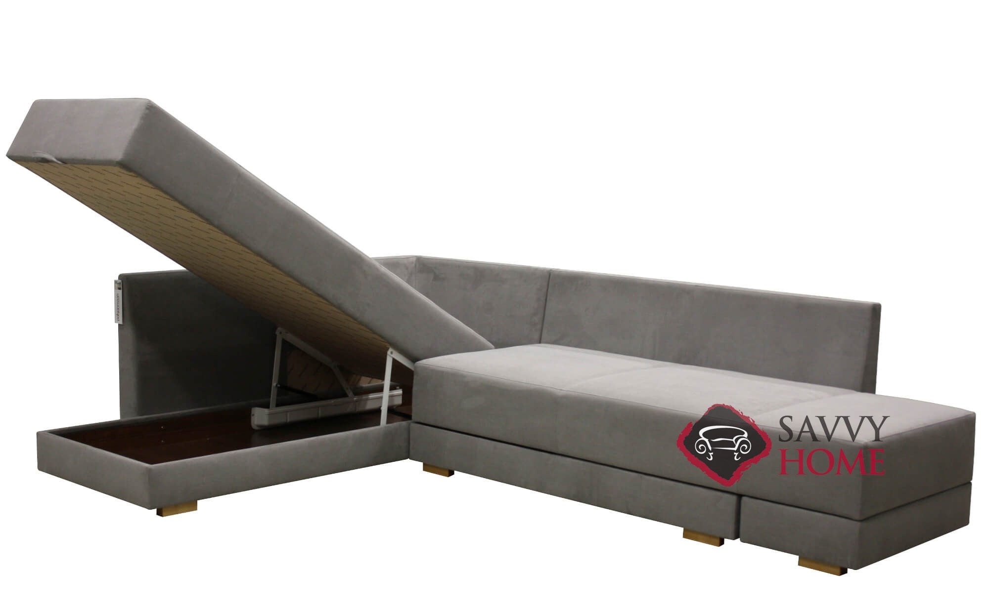 Brooklyn Fabric Sleeper Sofas Chaise Sectional by Luonto is Fully