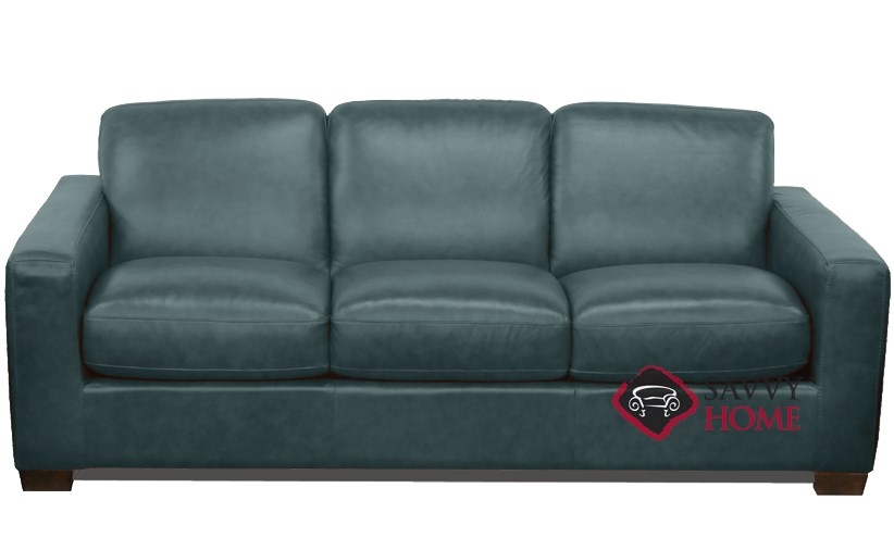 Quick Ship Rubicon B534 Leather Sleeper Sofas Queen In Neptune B534 Natuzzi Queen Sleeper Sofa In Neptune Lagoon