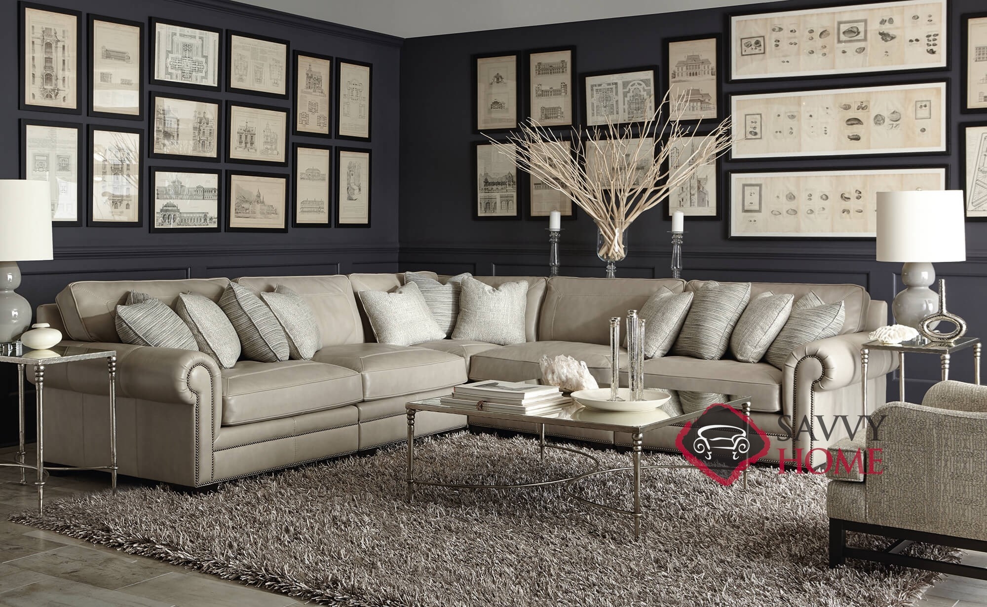 bernhardt grandview leather sectional sofa