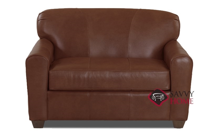 Quick Ship Zurich Leather Sleeper Sofas Chair In Aspen Walnut By Savvy With Fast Shipping Savvyhome