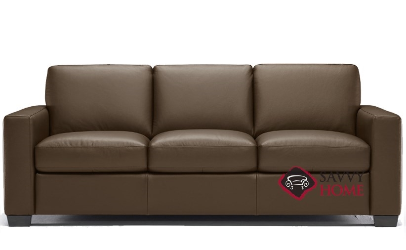 Quick Ship Rubicon B534 Leather Sleeper Sofas Queen In Neptune Copper Brown By Natuzzi With Fast Shipping Savvyhome
