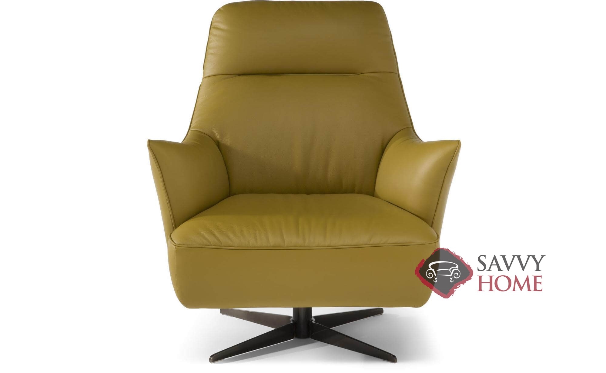 Calma C056 Leather Stationary Chair, Natuzzi Red Leather Swivel Chair