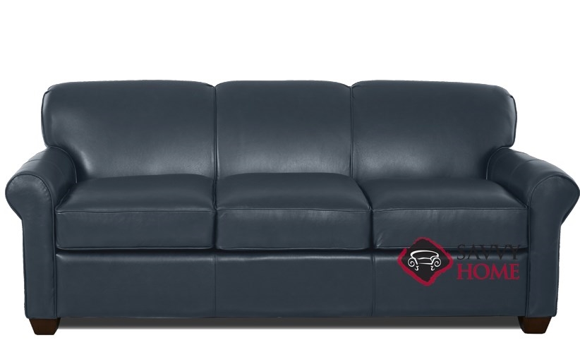 Quick Ship Calgary Leather Sleeper Sofas Queen In Endura Pacific By Savvy With Fast Shipping Savvyhome