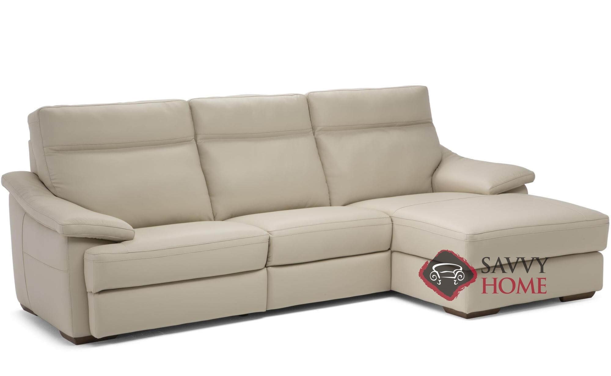 Leather Stationary Chaise Sectional By, Leather Chaise Sectional