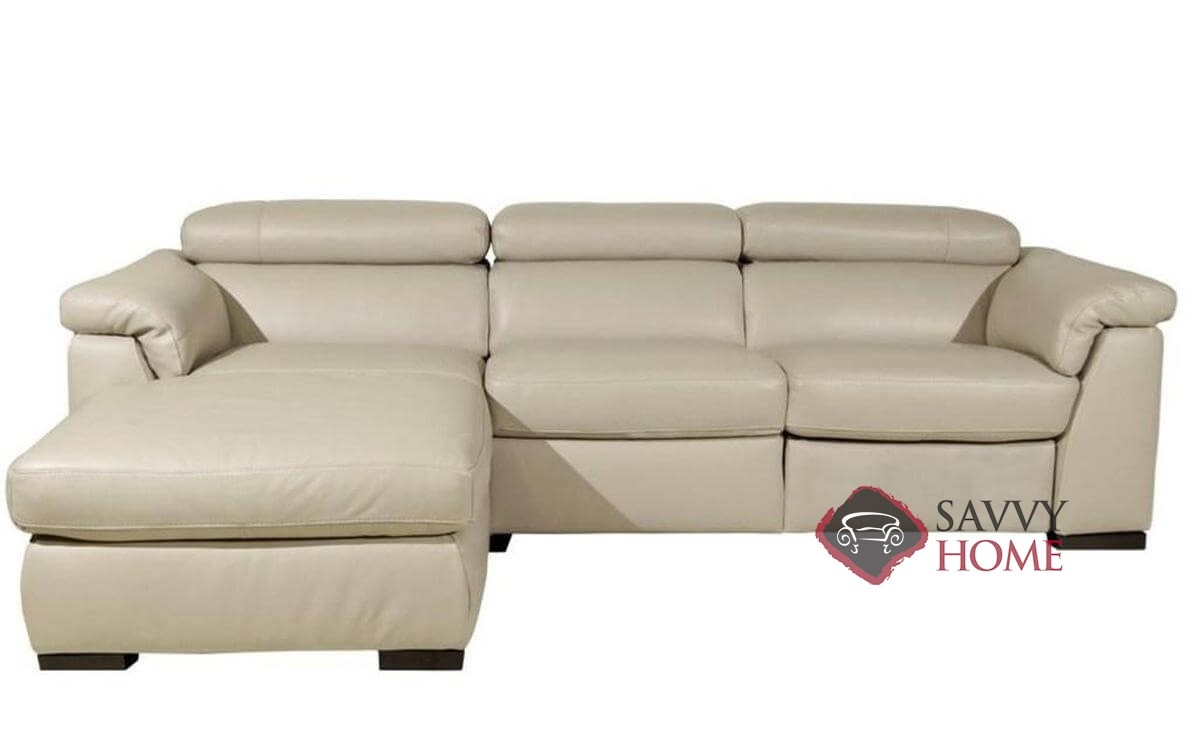 Tommaso (B634) Leather Stationary Chaise Sectional by Natuzzi is Fully