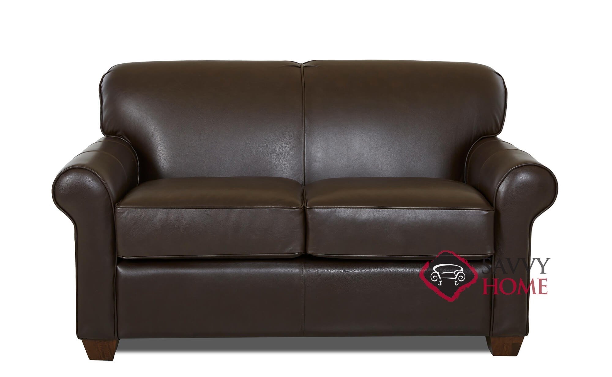 Calgary Leather Stationary Loveseat By, Leather Love Seats