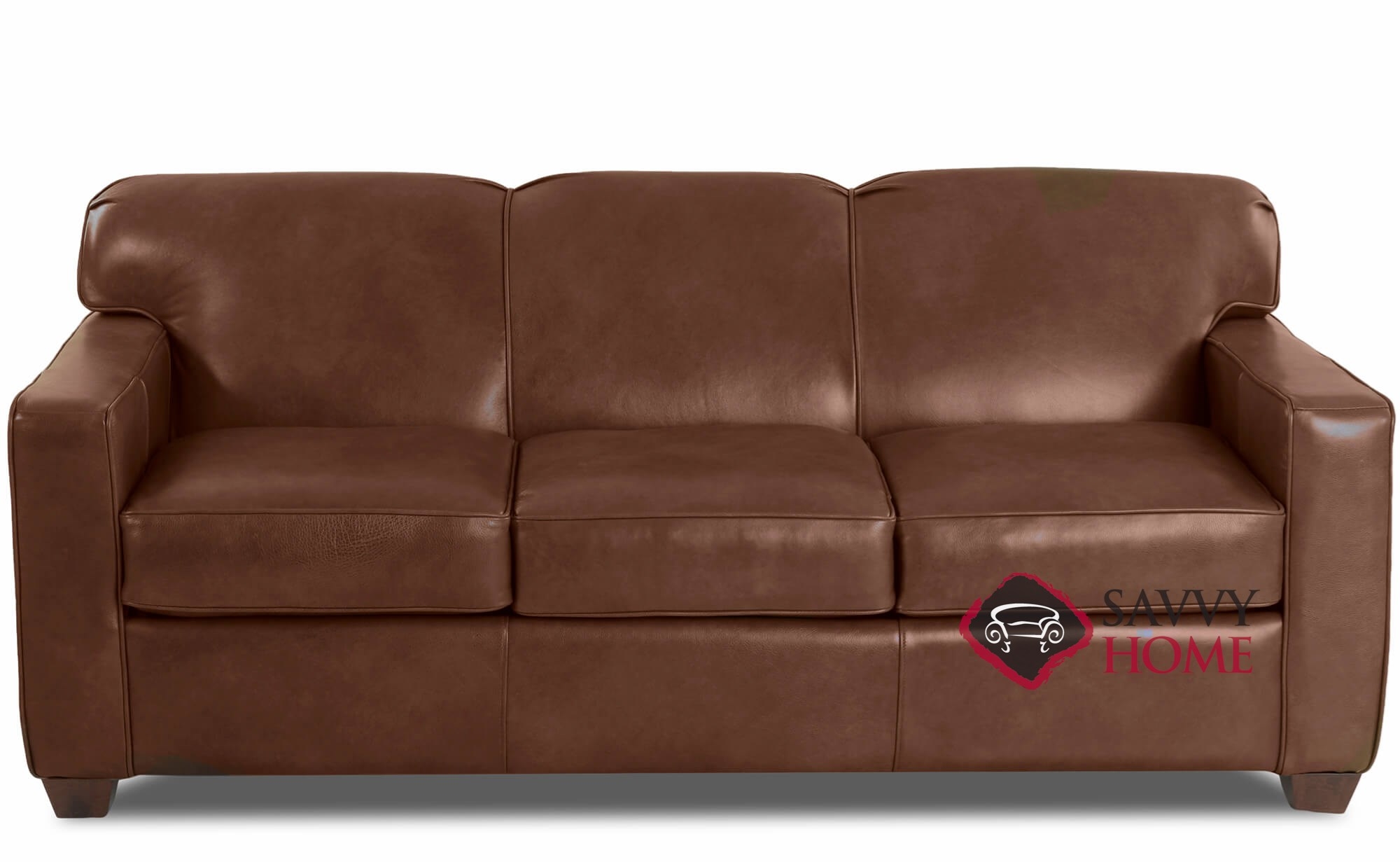 Quick-Ship Geneva Leather Sleeper Sofas Queen in Bronx Sod by Savvy
