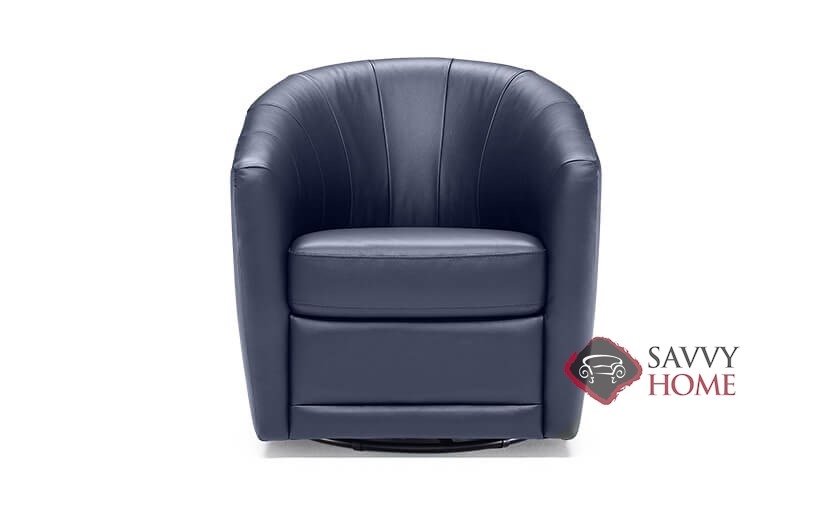 Leather Stationary Swivel Chair, Navy Blue Leather Chair